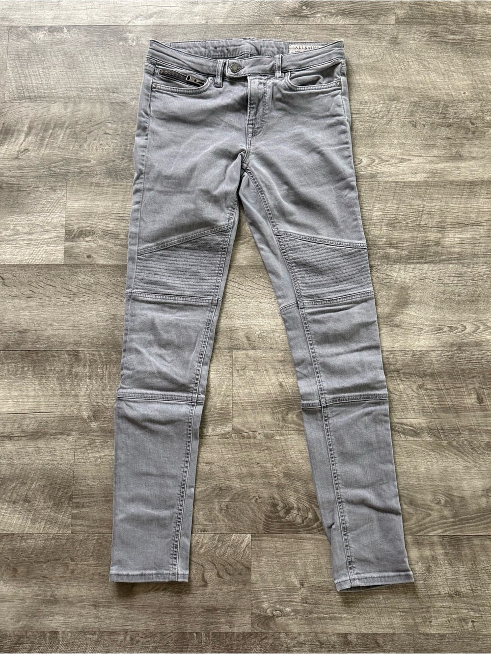 AllSaints Vintage Gray Biker Skinny Jeans